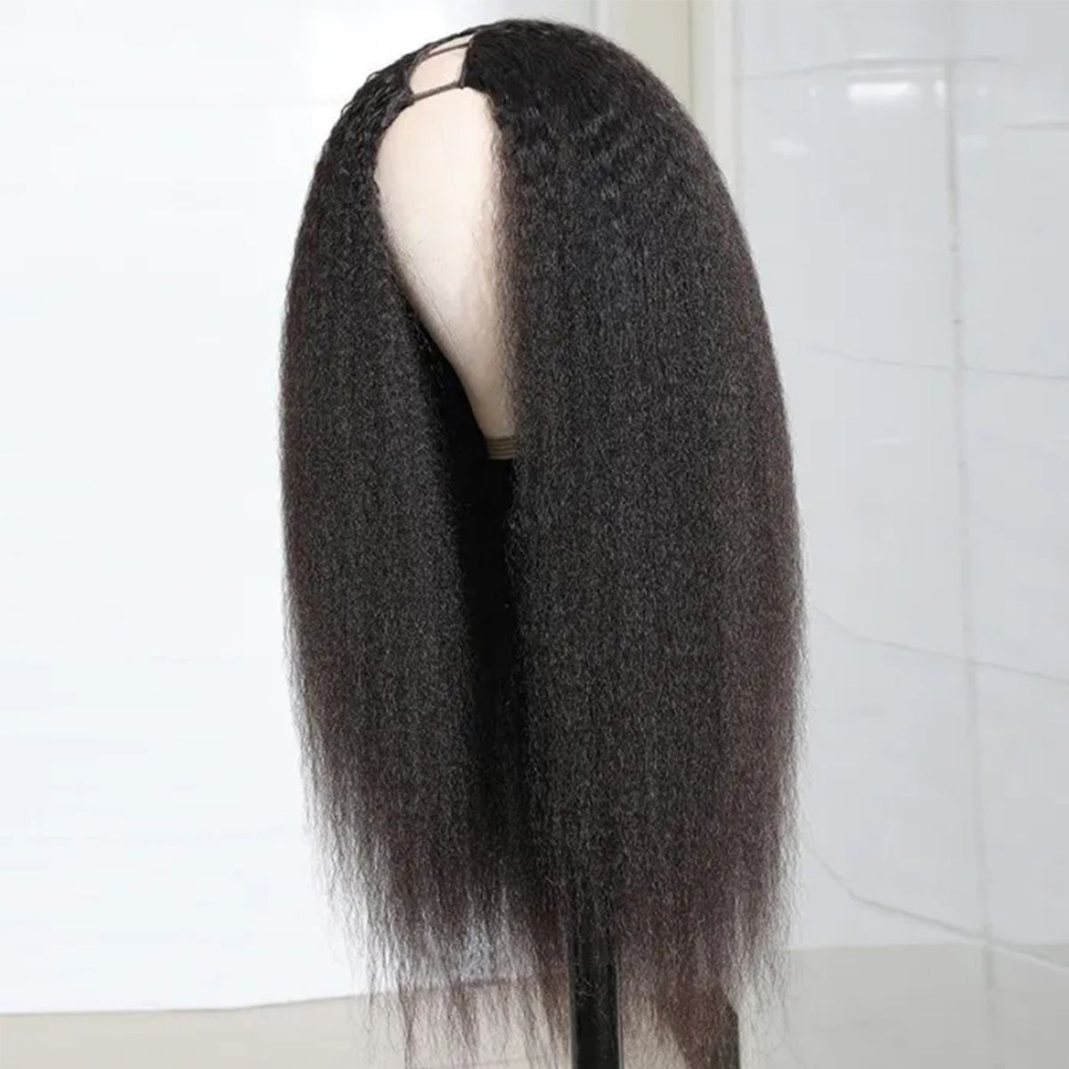 Kinky Straight Hair U Part Wigs Human Hair Wig Glueless Install 180%