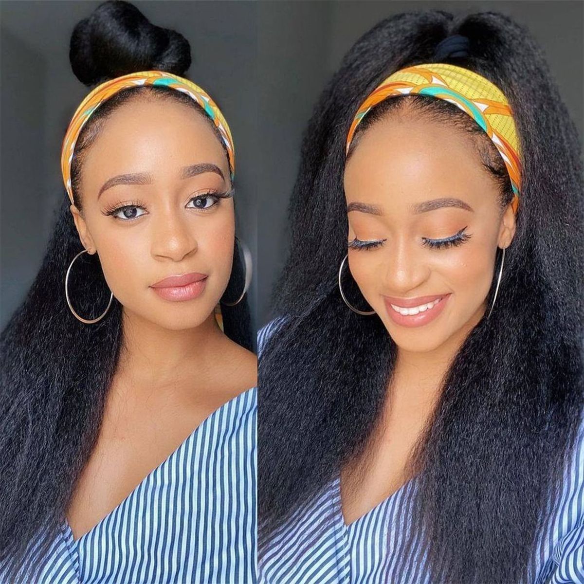 Kinky Straight Headband Wigs Human Hair Wigs Zero Skills Needed