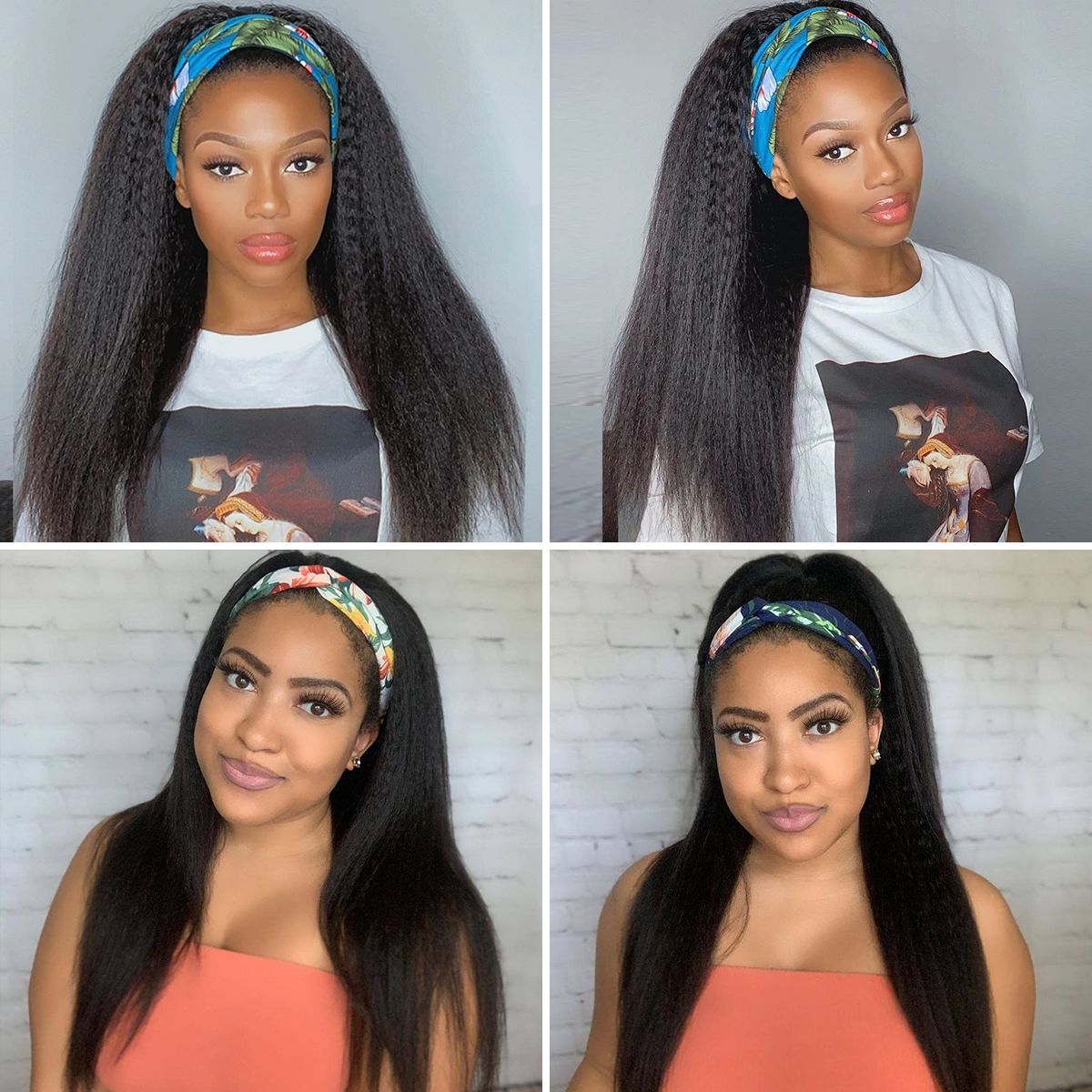 Kinky Straight Headband Wigs Human Hair Wigs Zero Skills Needed