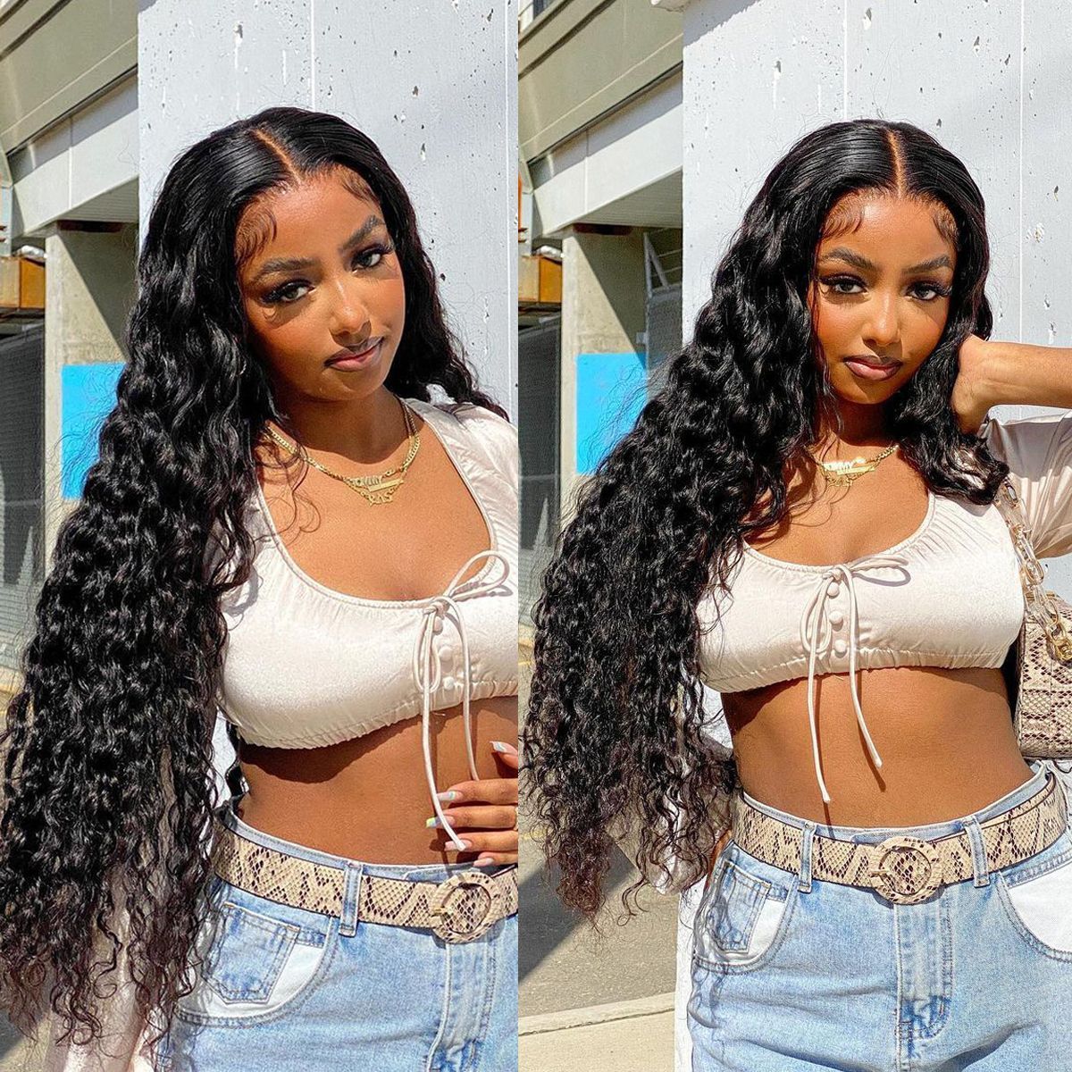 13×4 HD Lace Frontal Wigs Loose Deep Human Hair Wig Pre Plucked Hairline