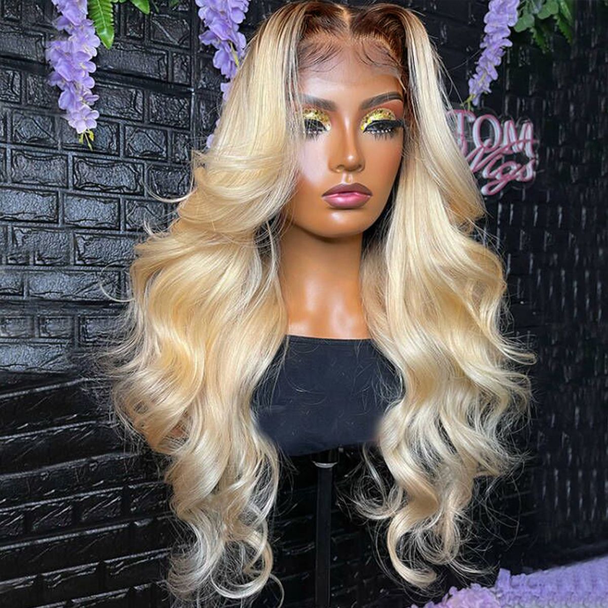 613 Blonde Wig With Dark Roots Human Hair 13x4 Lace Front Wigs