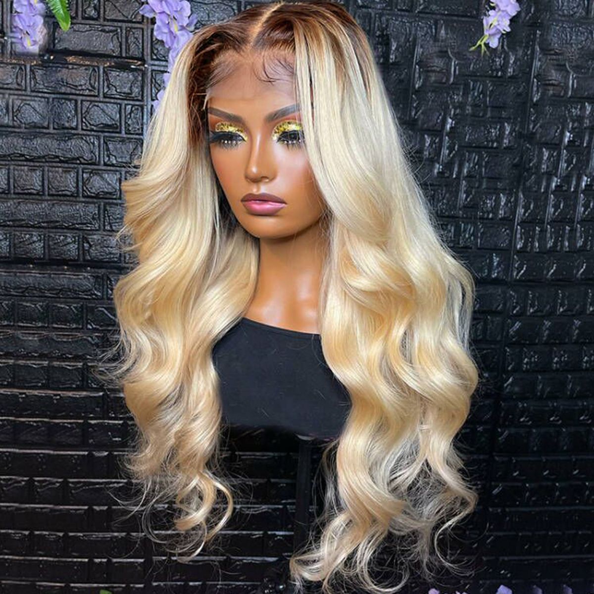 613 Blonde Wig With Dark Roots Human Hair 13x4 Lace Front Wigs
