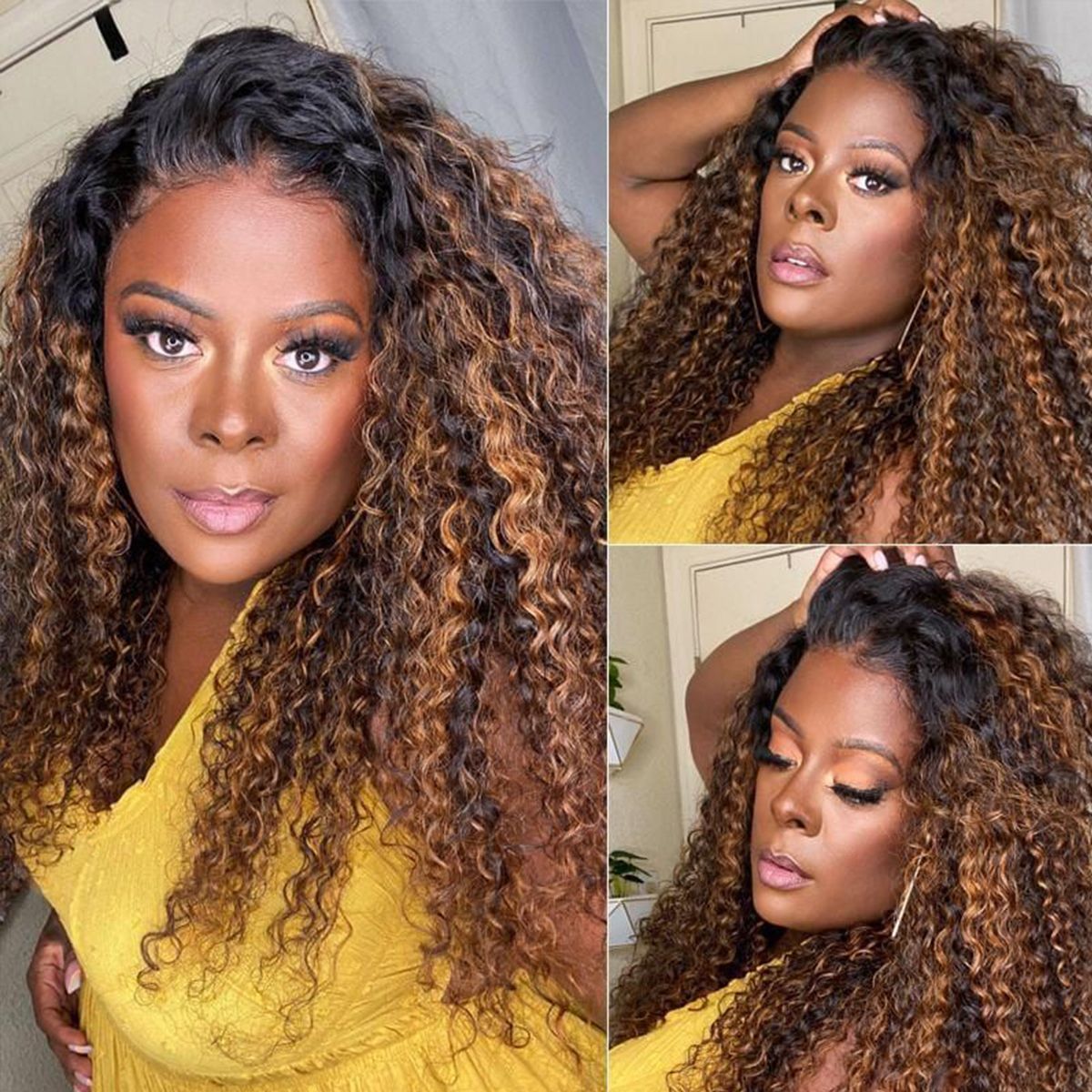 Highlight Curly 6x5 13x4 Lace Front Wig Human Hair Wig Pre-Plucked Hairline