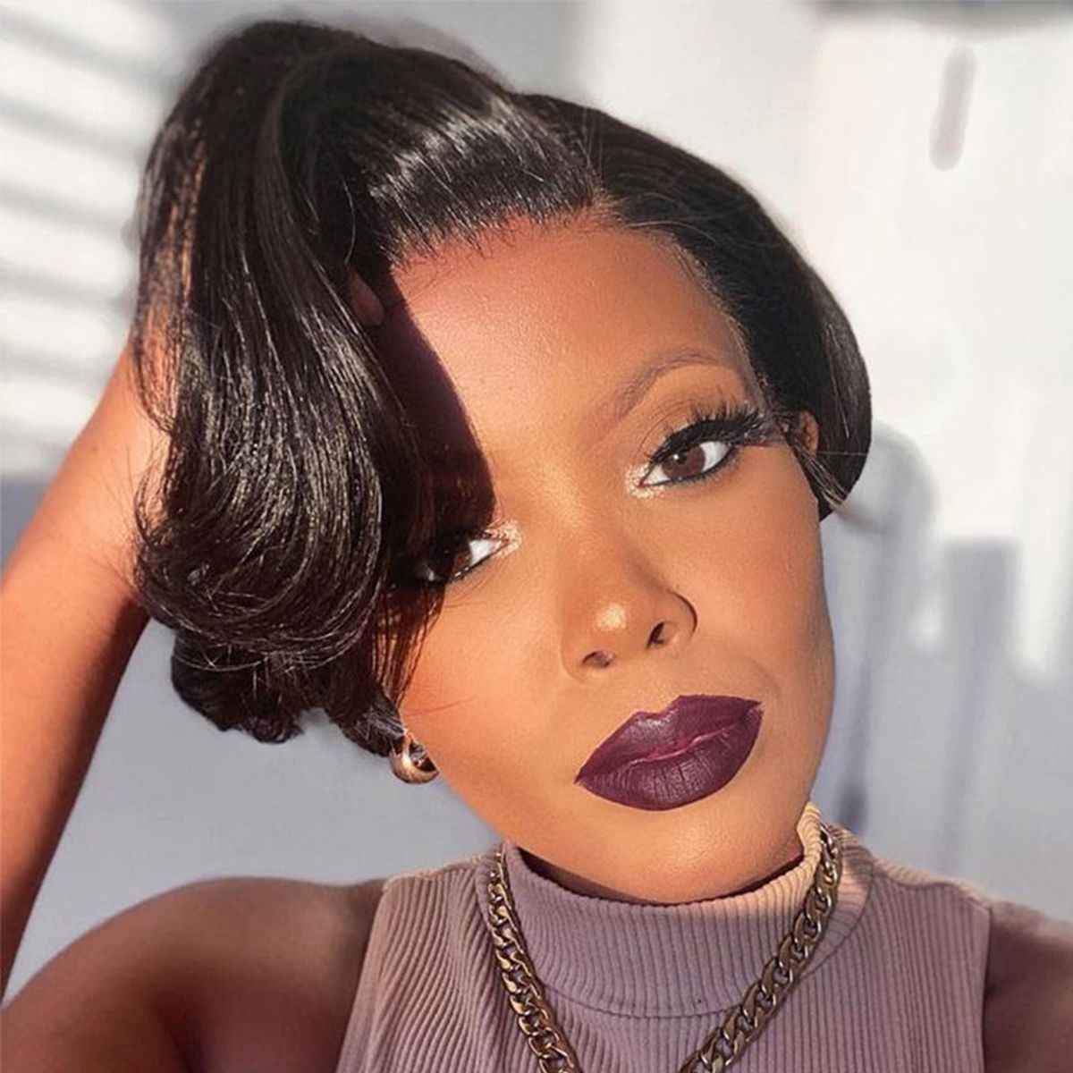 Glueless Human Hair Wigs Pixie Cut Straight Side Part 13x1 Lace Front Wigs 8 Inch