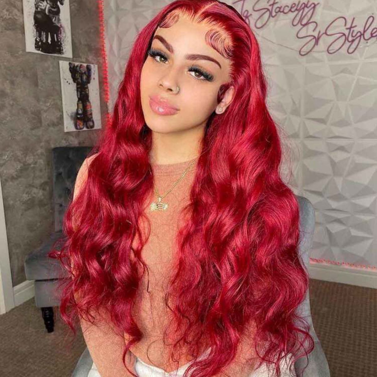 Red Body Wave Undetectable 6x5 13x4 HD Lace Front Wig Human Hair Wigs
