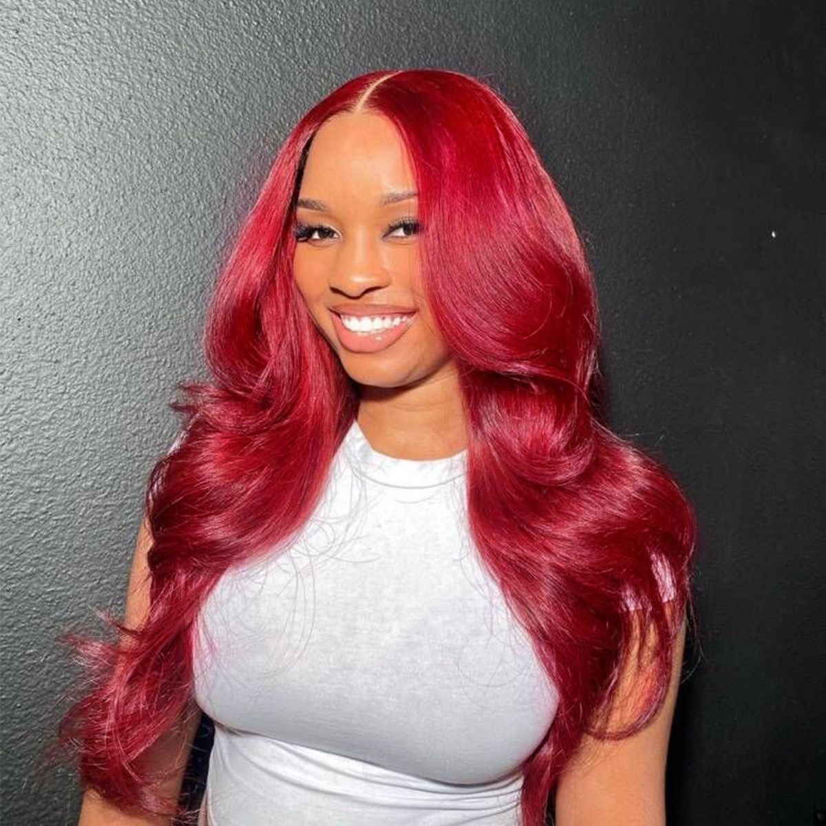 Glueless Red Body Wave Straight Pre-Cut 6x5 Lace Closure Wig Easy To Wear & Go