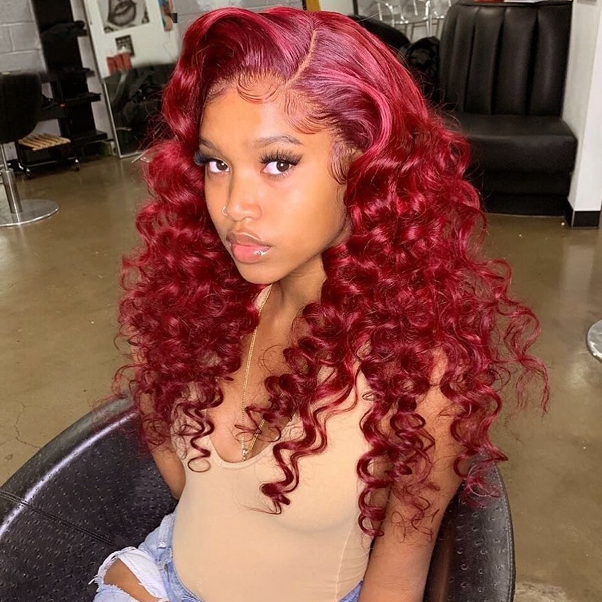 Red Color Loose Deep Undetectable Lace Front Wig Trendy Color Human Hair Wigs
