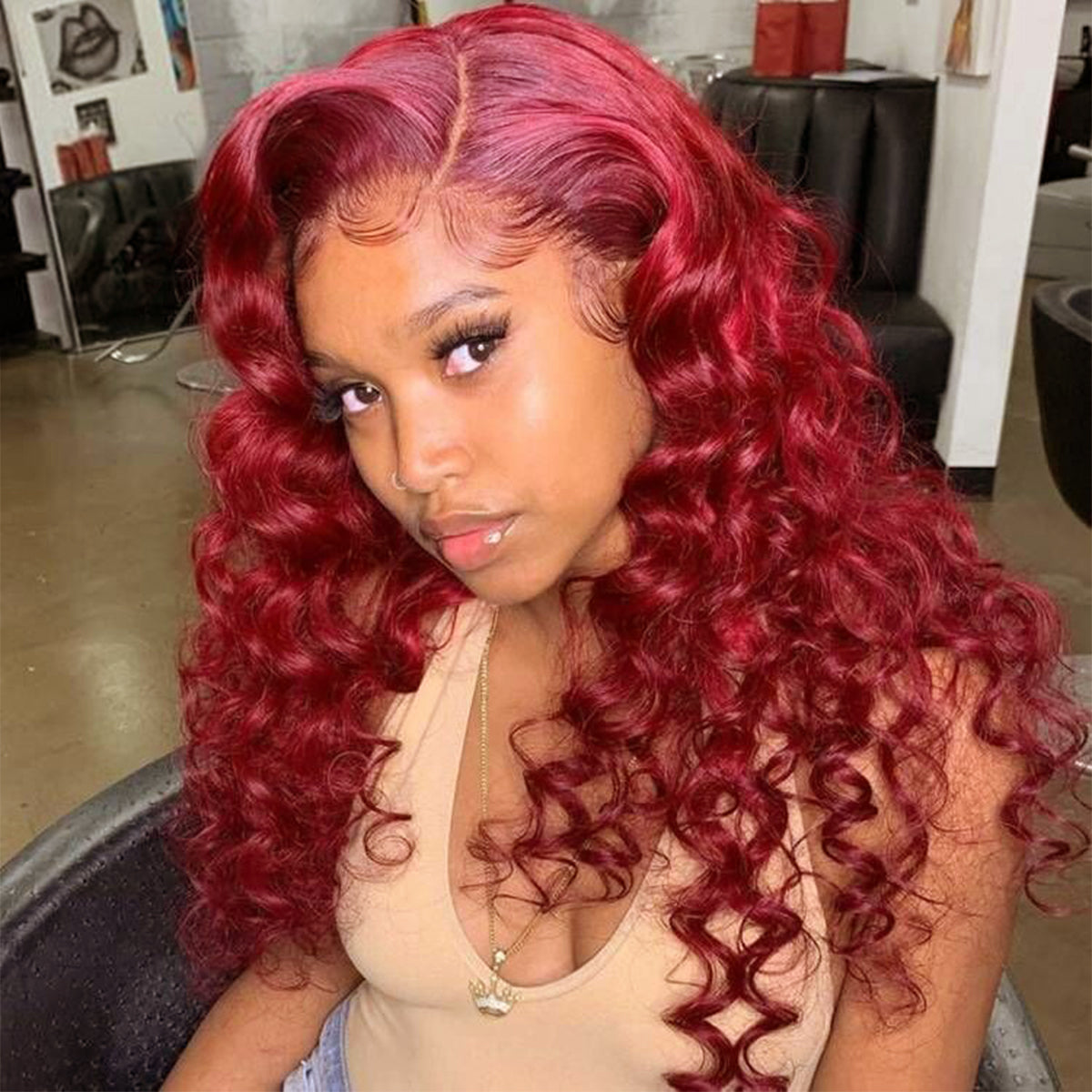 Red Color Loose Deep Undetectable Lace Front Wig Trendy Color Human Hair Wigs