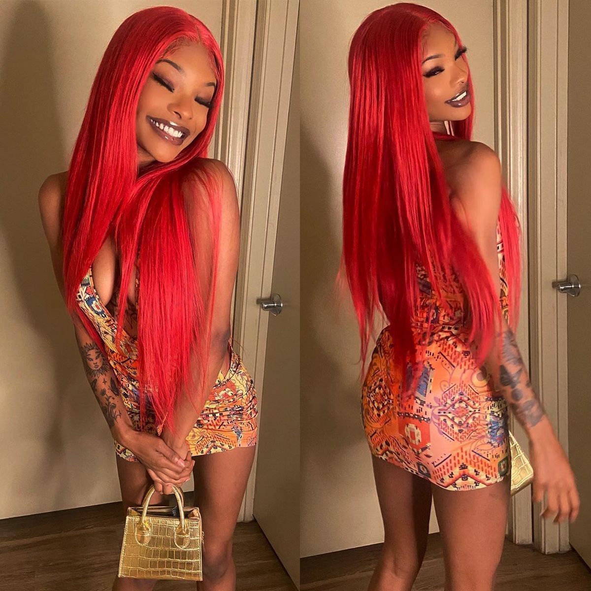 Red Straight HD Lace Front Wig Virgin Human Hair Wigs