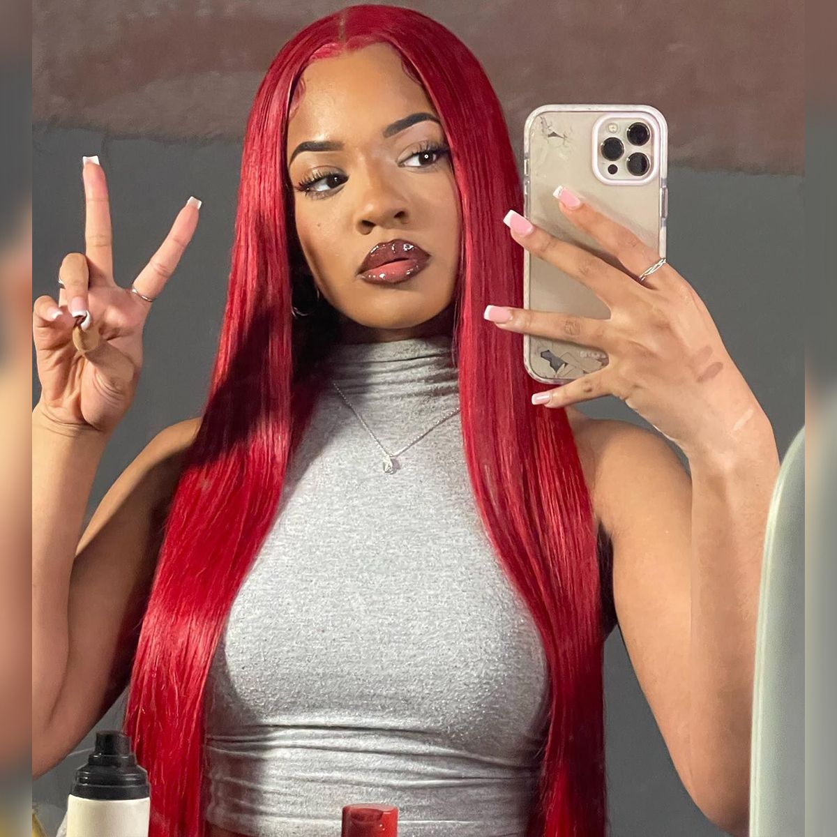 Glueless Red Body Wave Straight Pre-Cut 6x5 Lace Closure Wig Easy To Wear & Go