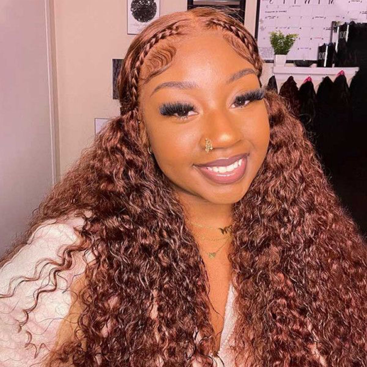 Reddish Brown Color Deep Wave HD Lace Front Wig Trendy Color