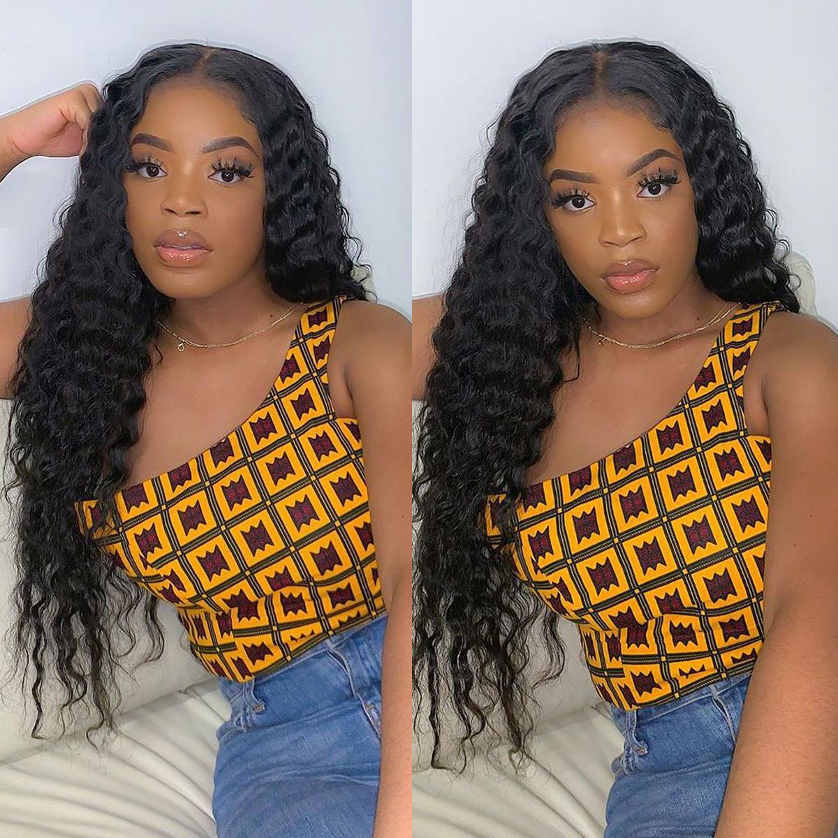 U Part Wig Deep Wave Human Hair Wig No Glue No Gel Easy Install