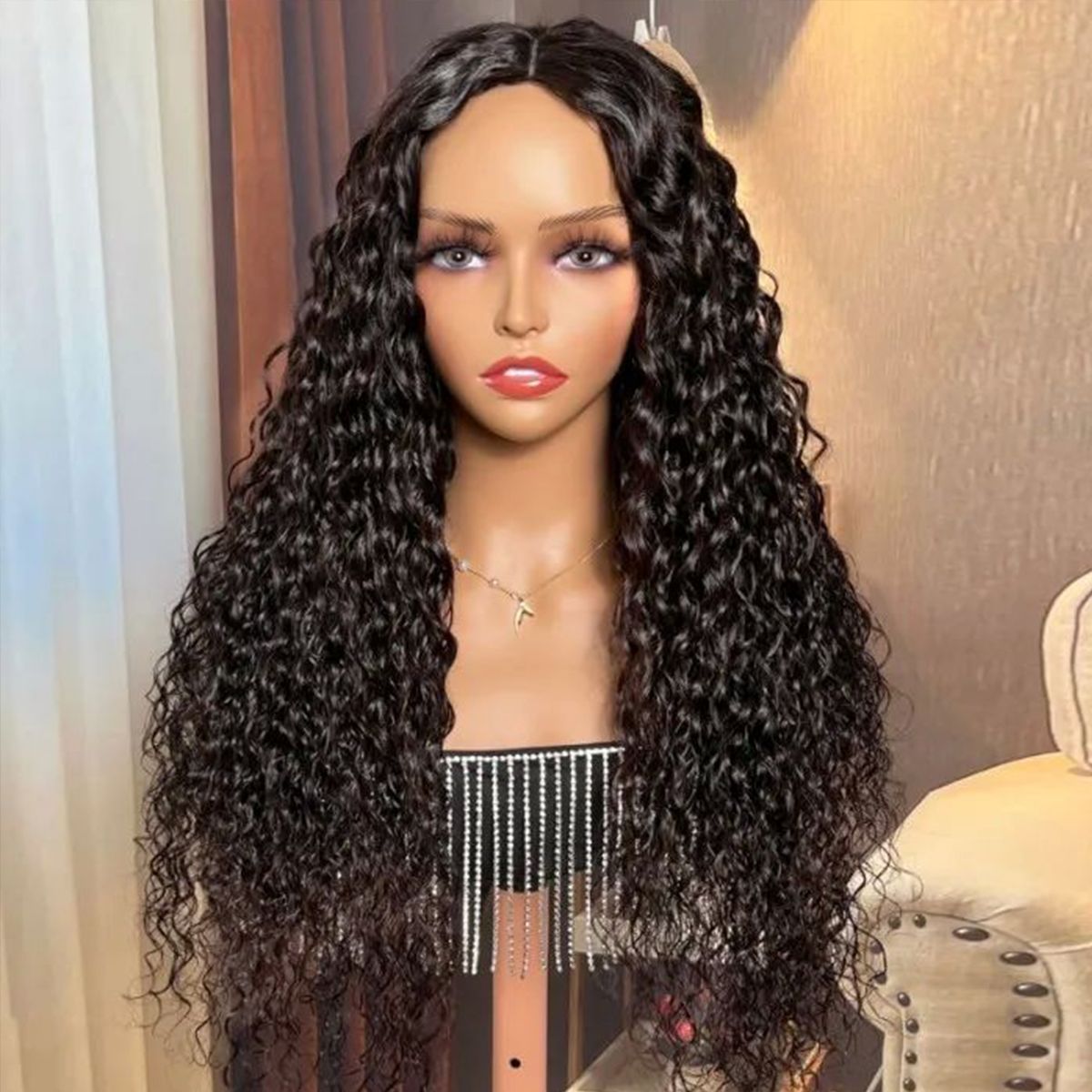 Water Wave V Part Wig No Leave Out Human Hair Wigs