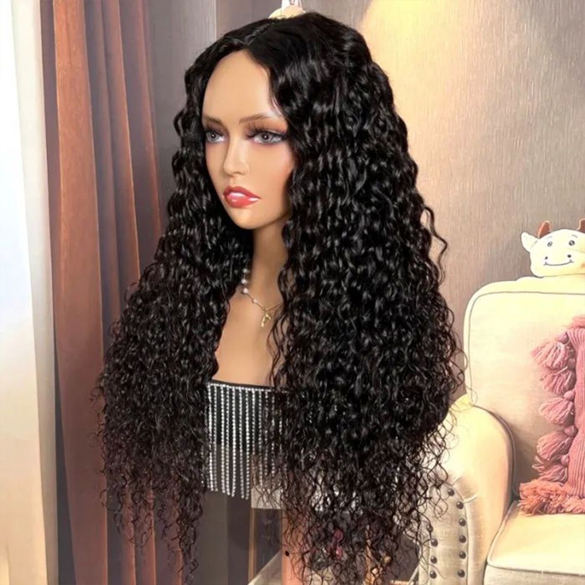 Water Wave V Part Wig No Leave Out Human Hair Wigs