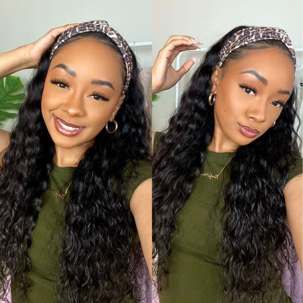 Human Hair Headband Wig Water Wave 180% Human Hair Half Wigs