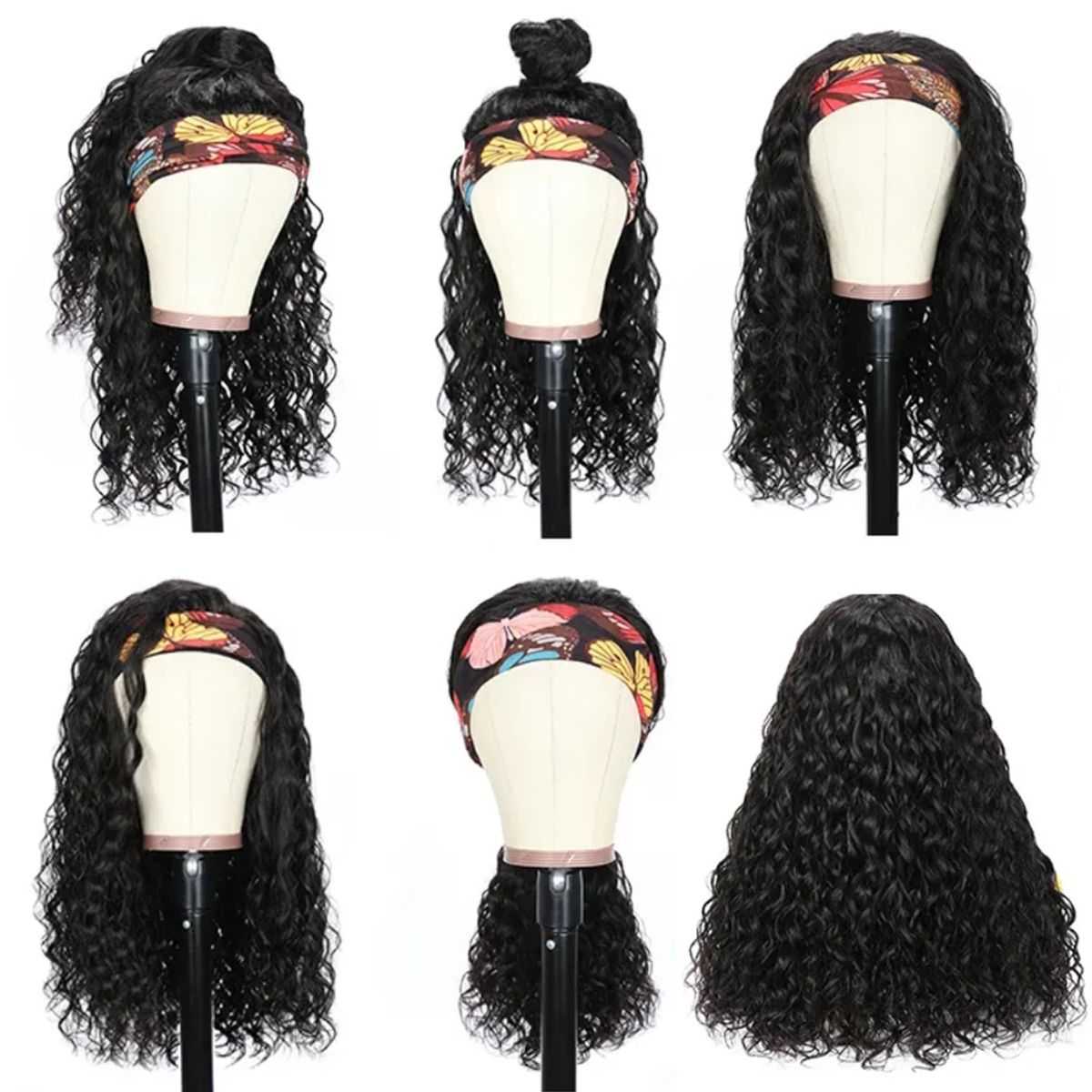 Human Hair Headband Wig Water Wave 180% Human Hair Half Wigs