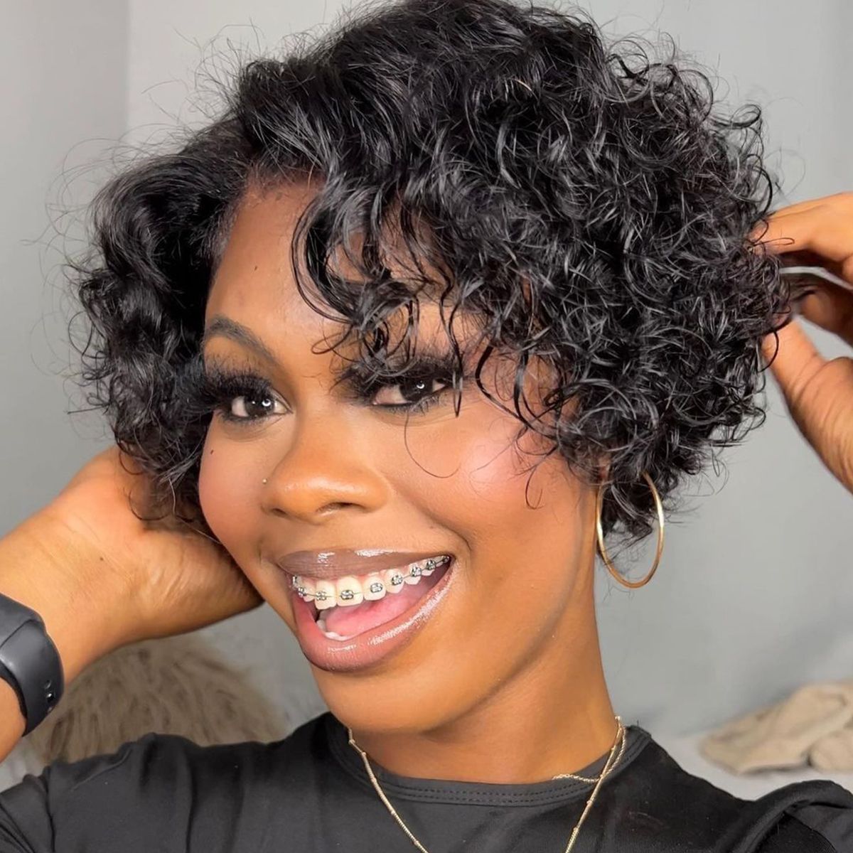 Pixie Cut Water Wave Short Bob Wig Bouncy Curly Glueless 13x4 Lace Front Wigs