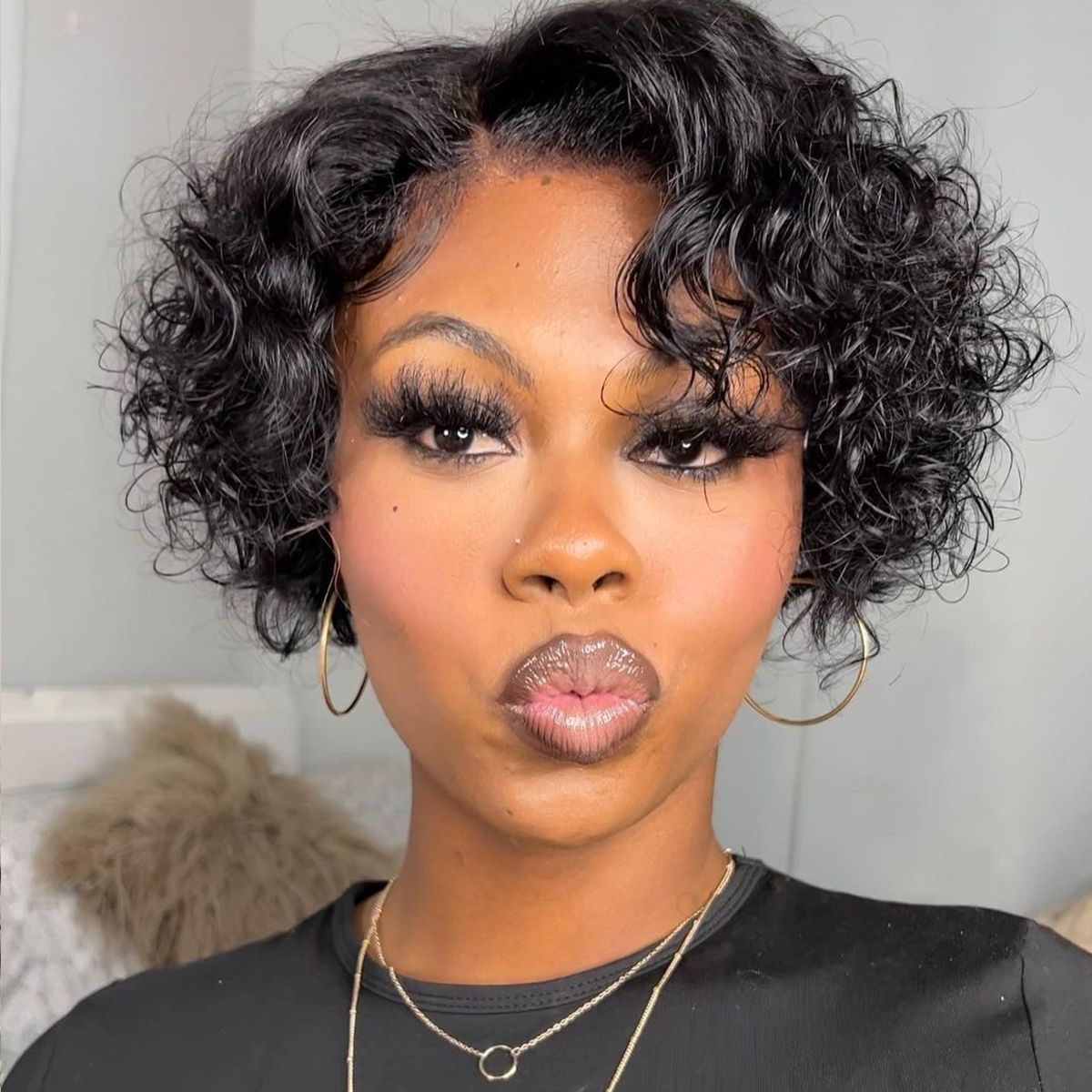 Pixie Cut Water Wave Short Bob Wig Bouncy Curly Glueless 13x4 Lace Front Wigs