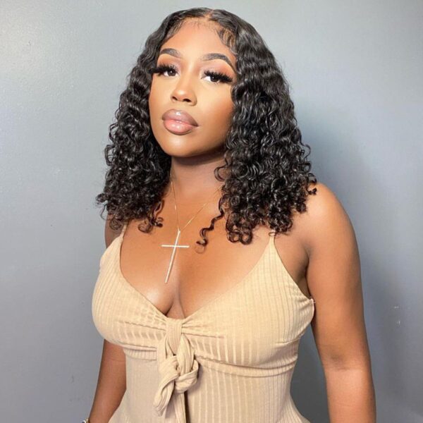 Water Wave Short Bob Wig Glueless 13x4 Lace Front Wig 150%