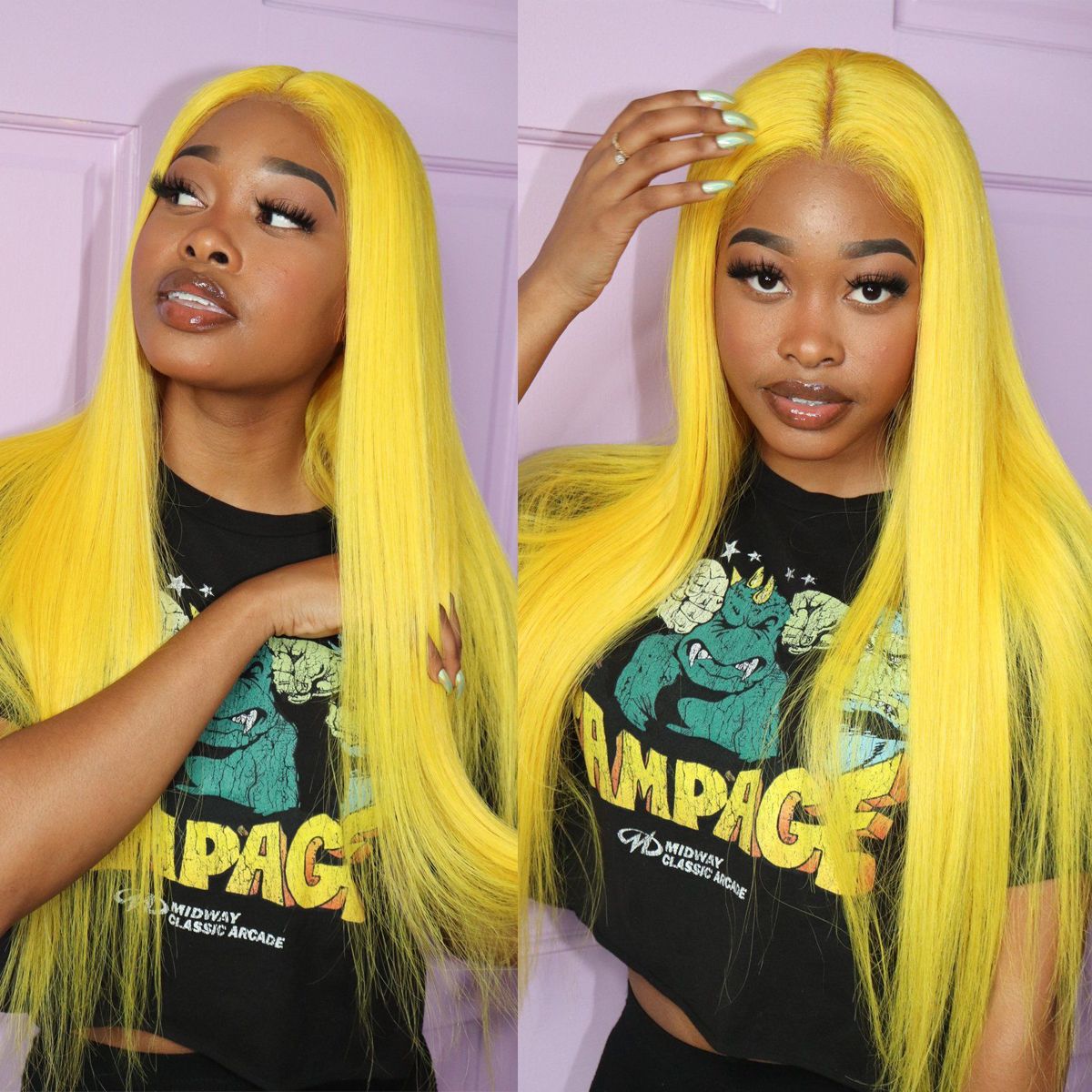 Colorful Straight Hair 13x4 Lace Front Wigs High 180% Density