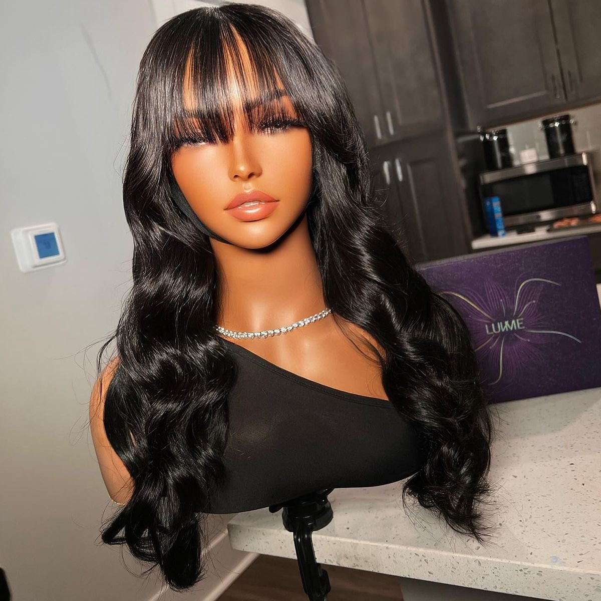 Wear Go Pre-Cut 5x5 Lace Glueless Wig Body Wave Lace Wigs with Bangs