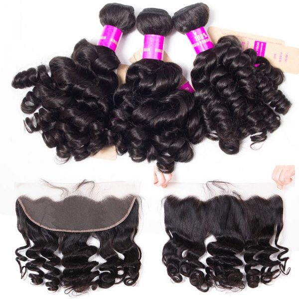 Brazilian Funmi Hair Virgin Hair 3 Bundles with Frontal