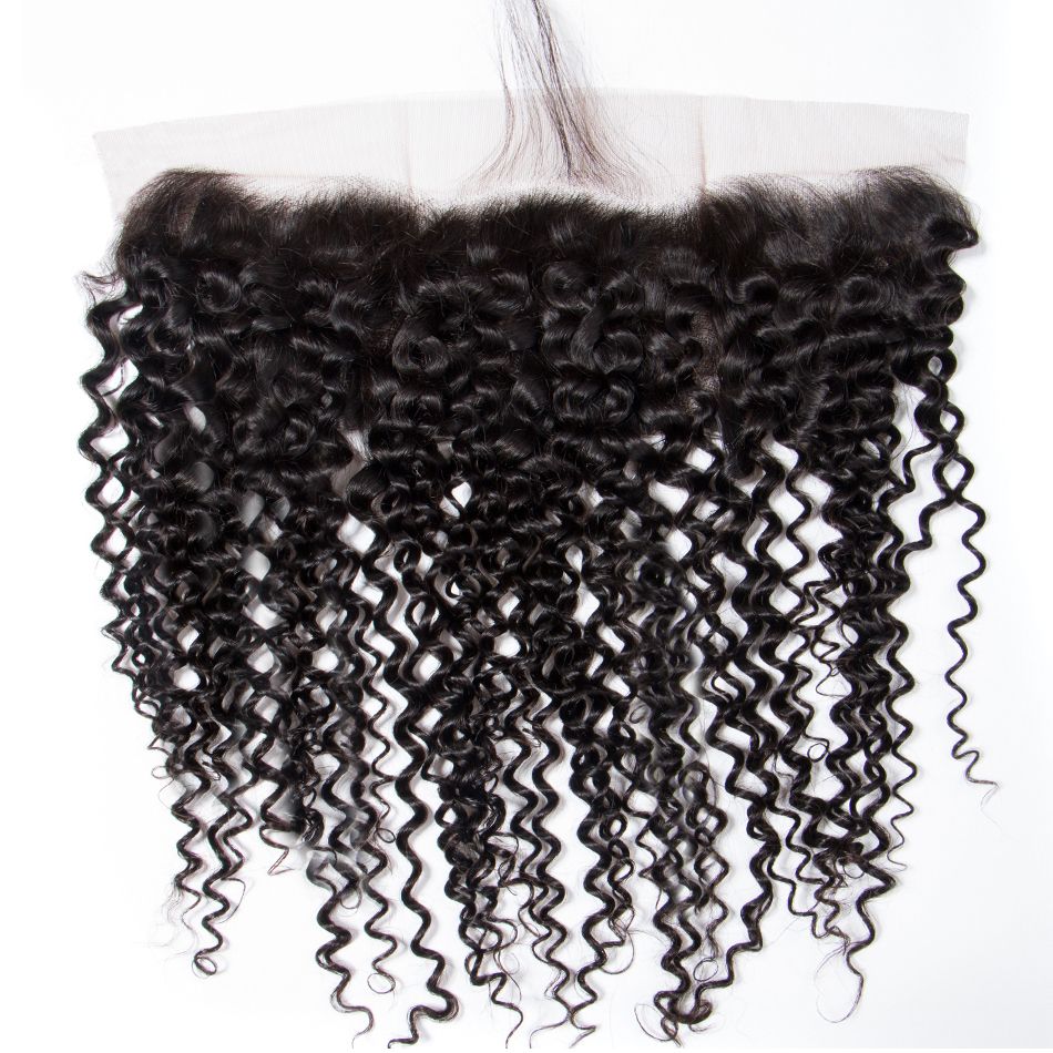 Curly Weave Human Hair 3 Bundle with 13x4 HD Lace Frontal Closure