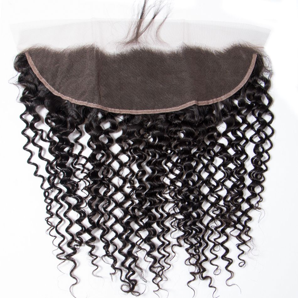 Brazilian Curly Human Hair Weft With Frontal 100% Human Hair 4 Bundles With Frontal Brazilian Virgin Hair