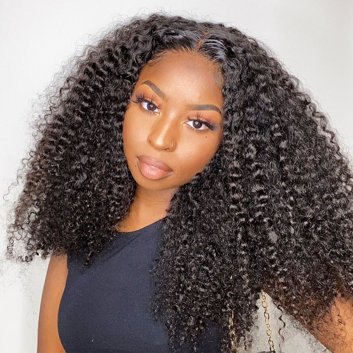 V Part Curly Wave Human Hair Wigs 180% Density