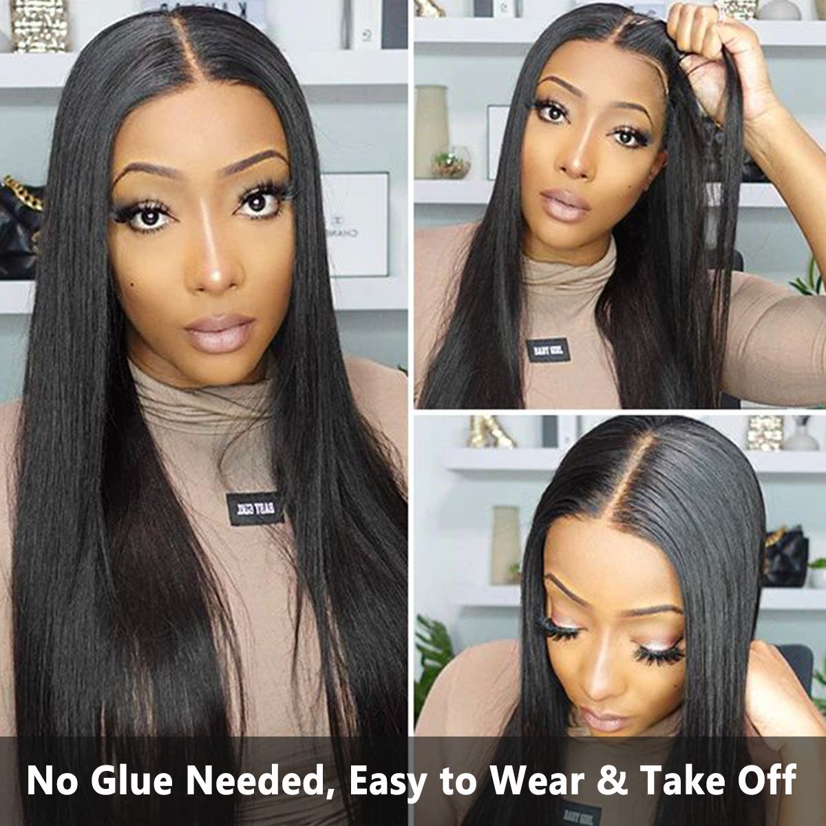 Wear & Go Glueless 6x5 Lace Wig Straight Wig Pre-Bleached Knots Pre-Cut Lace Wig