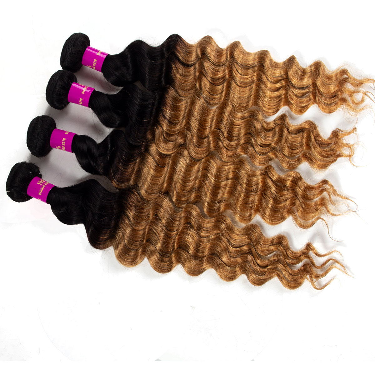 Ombre Color Hair 1B/27 Brazilian Loose Deep Wave 3/4 Bundles