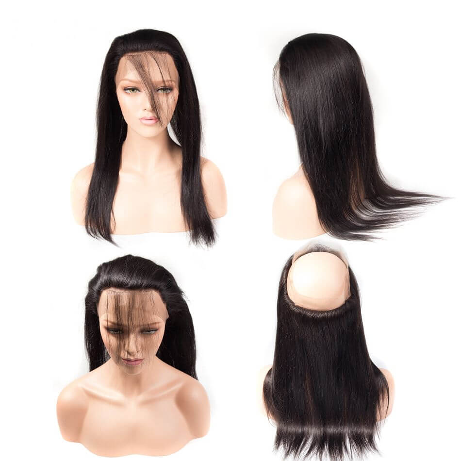 Brazilian Straight Hair 3 Bundles With 360 Frontal Brazilian Virgin Human Hair 360 Lace Frontal Closure With Bundles