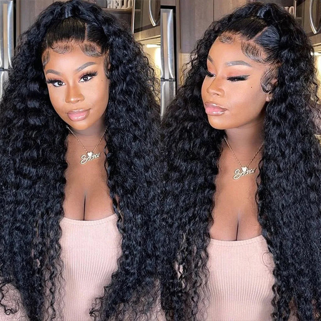 Deep Wave Invisi-Drawstring Snug Fit 360 Lace Frontal Wigs Pre-Bleached Knots Plucked Hairline
