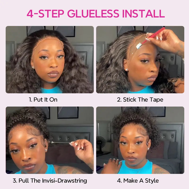 New Invisi-Drawstring Snug Fit 360 Lace Frontal Wigs Body Wave Human Hair With Bleached Knots