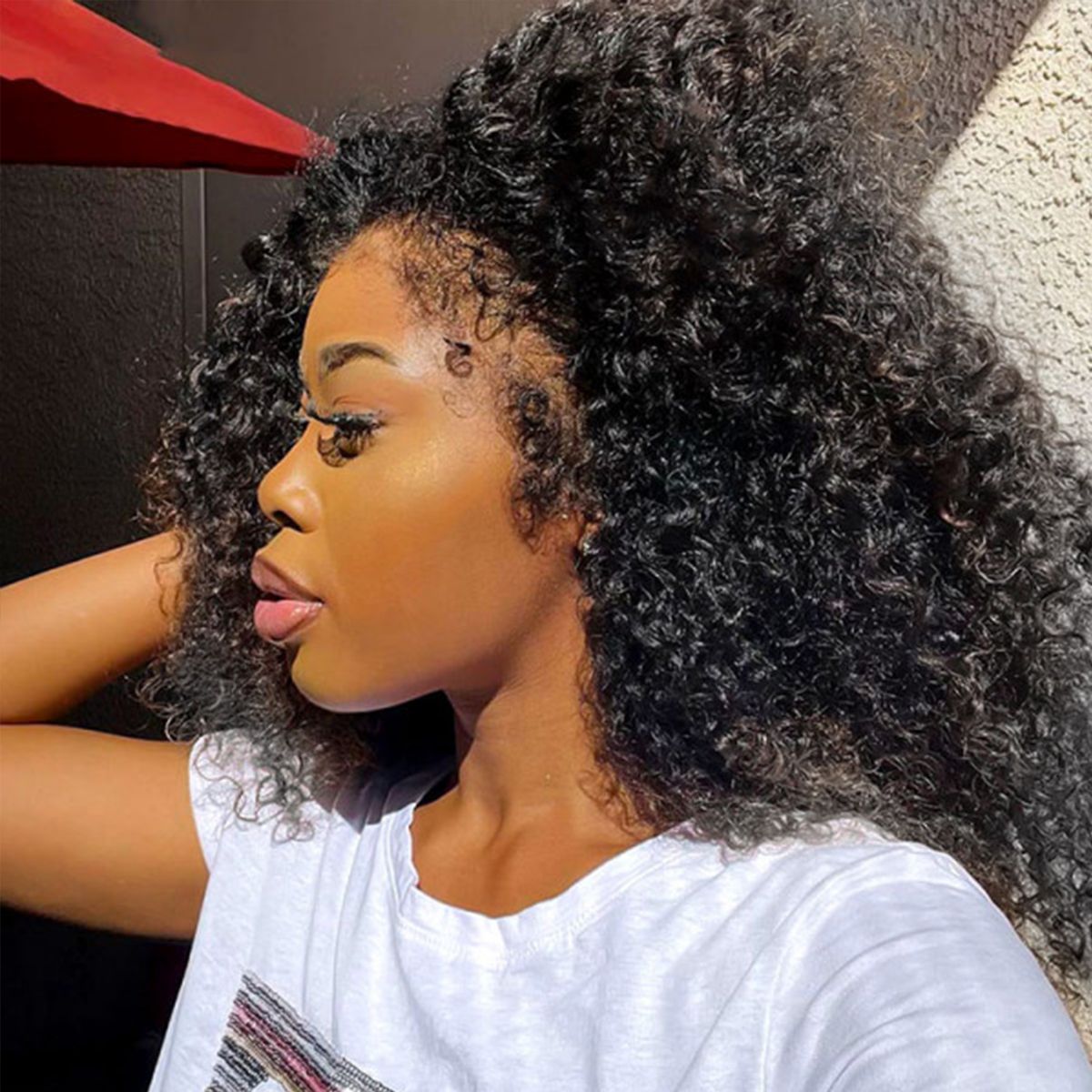 4C Edges Hairline Curly Hair 6x5 13x4 Lace Front Wig with Realistic Hairline