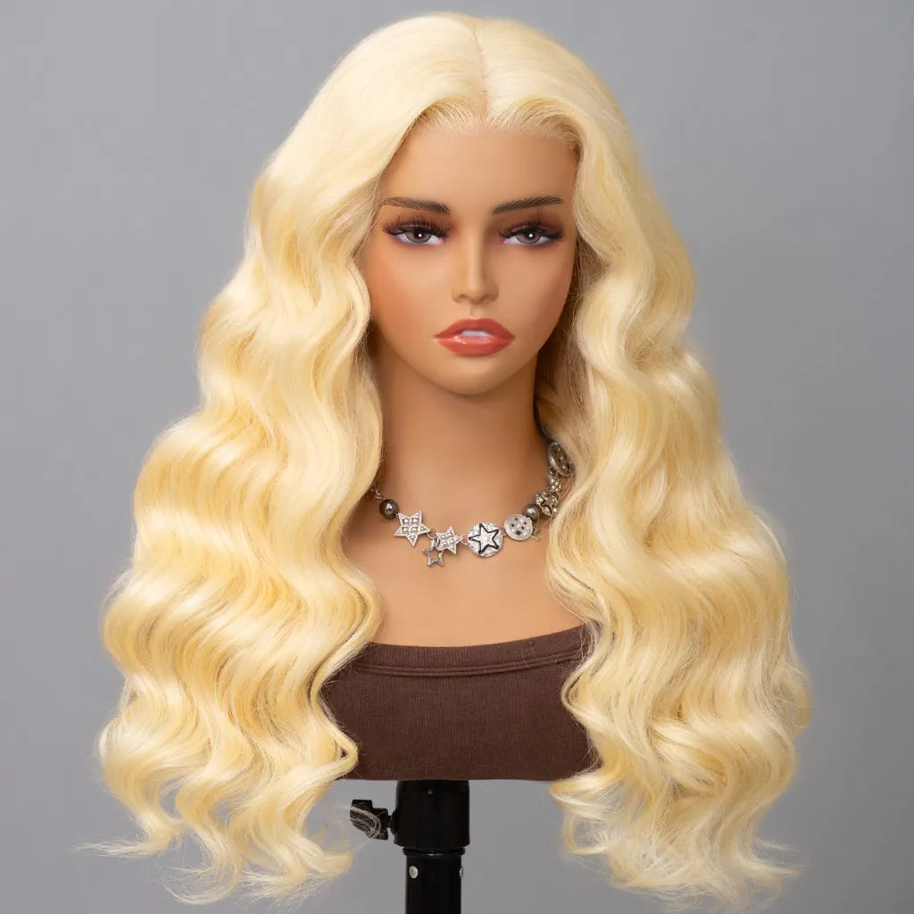 613 Blonde Body Wave Human Hair Lace Front Wigs 180% Density