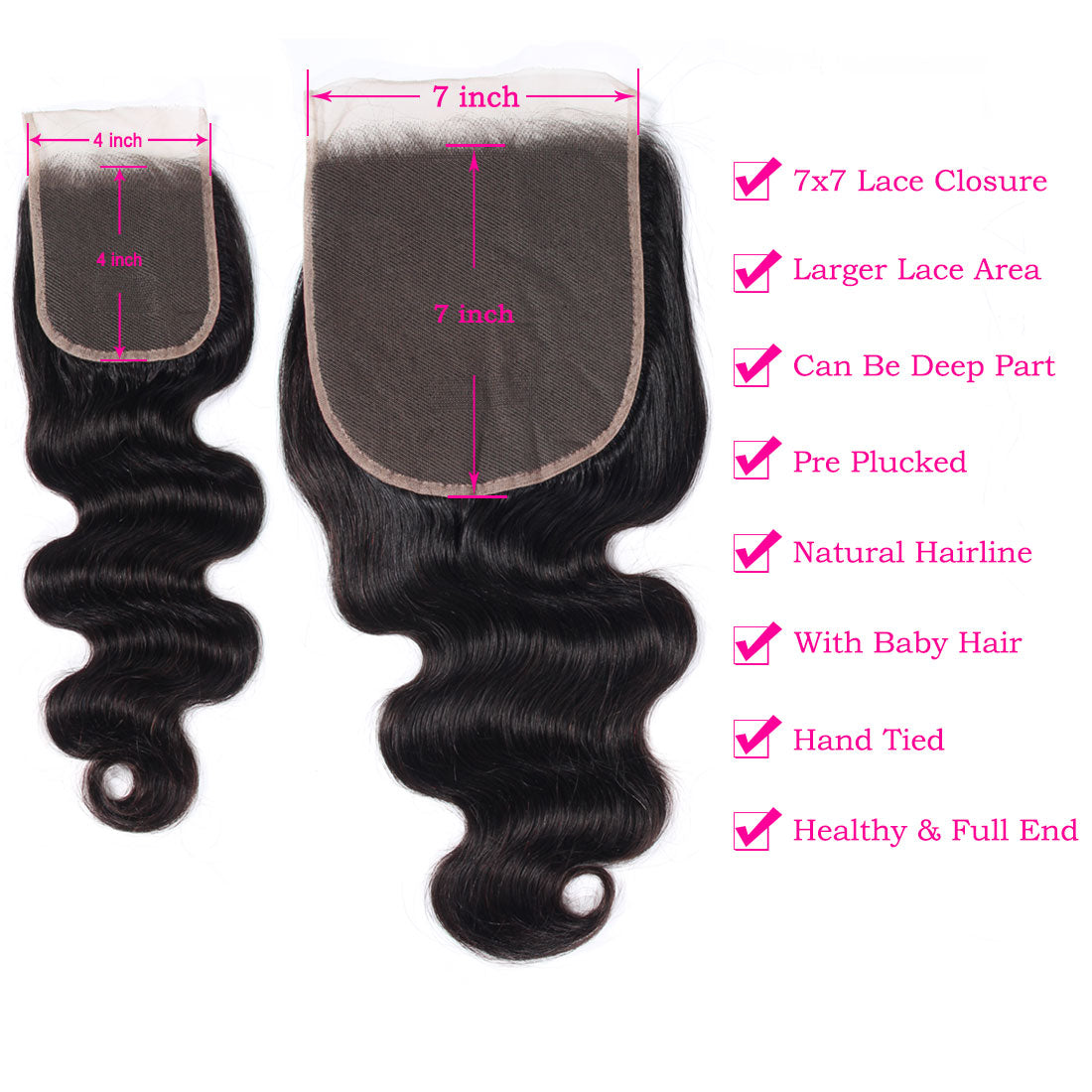 7x7 Body Wave Lace Closure