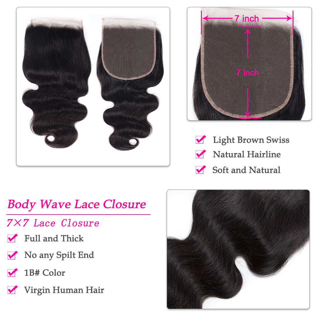 7x7 Body Wave Lace Closure