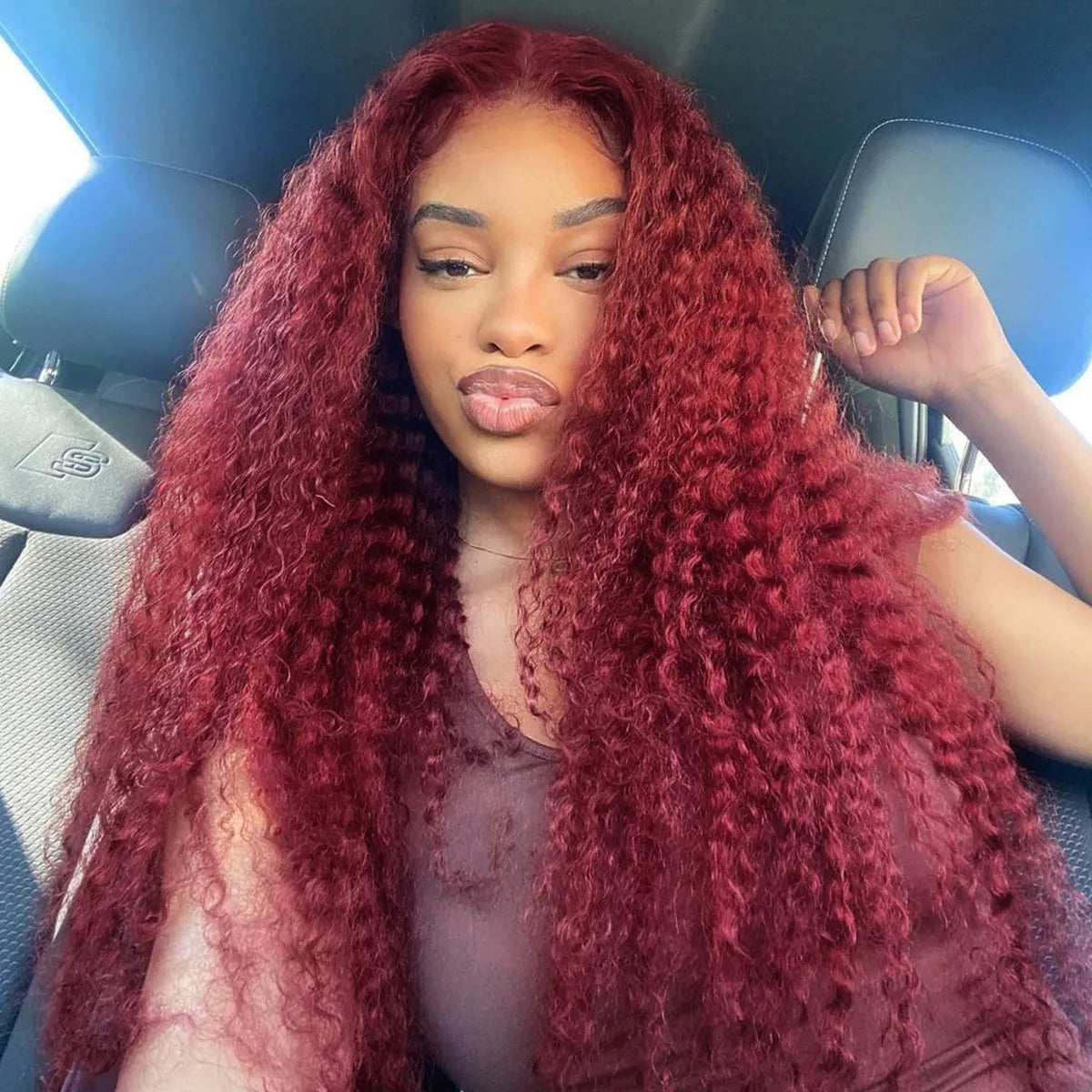 99J Burgundy Red Curly Wave 6x5 13x4 Undetectable HD Lace Front Wig
