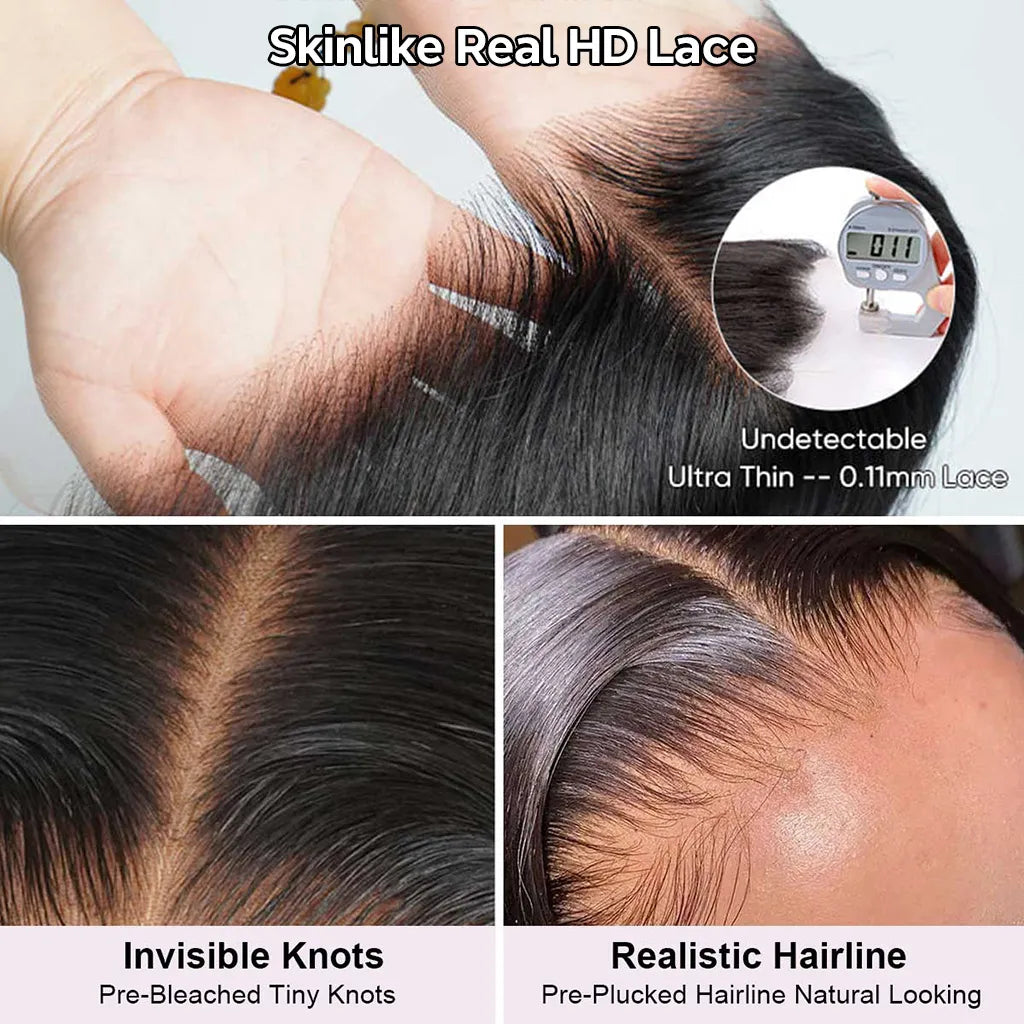 13x4 Full Frontal HD Lace Wigs Pre-Bleached Knots Glueless Body Wave Human Hair Wigs