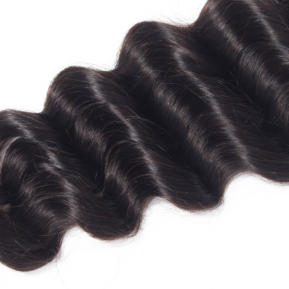 3 Bundles Human Hair Weft With Closure Loose Deep Wave Brazilian Hair Weave Bundles With Closure