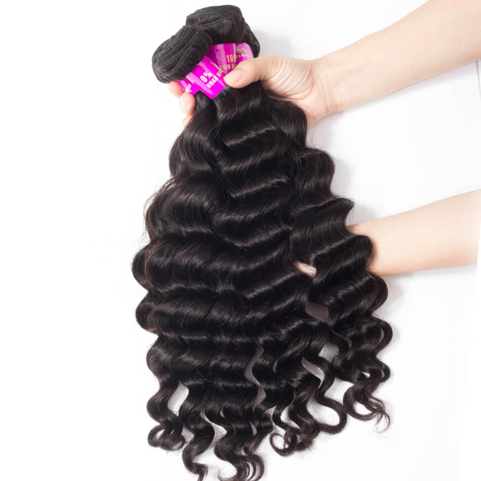 3 Bundles Human Hair Weft With Closure Loose Deep Wave Brazilian Hair Weave Bundles With Closure