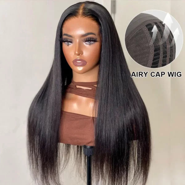Glueless Straight 6x5 Plus Airy Cap Lace Wig Pre-Cut HD Lace Pre-Bleached Knots Wear & Go