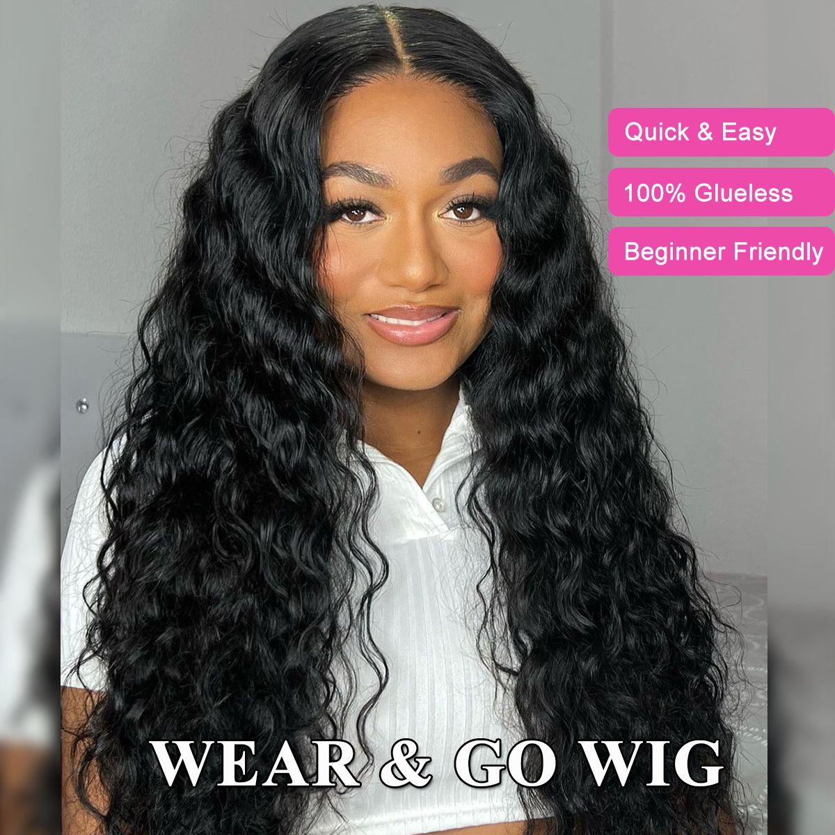 Breathable Airy Cap Glueless 6x5 Plus Lace Wig Water Wave Pre-Cut HD Lace & Pre-Bleached Knots