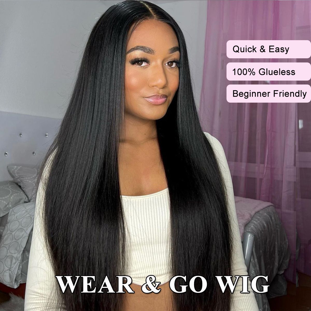 Glueless Straight 6x5 Plus Airy Cap Lace Wig Pre-Cut HD Lace Pre-Bleached Knots Wear & Go