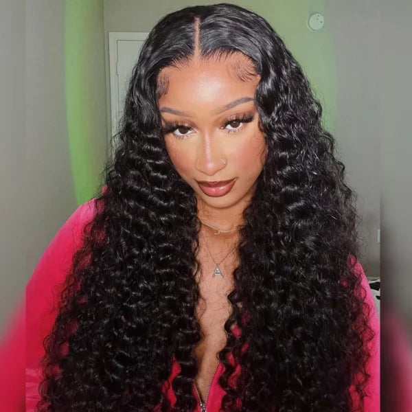 Deep Wave 13x6 HD Lace Wig Pre-Bleached Knots Glueless Human Hair Wigs Undetectable Lace