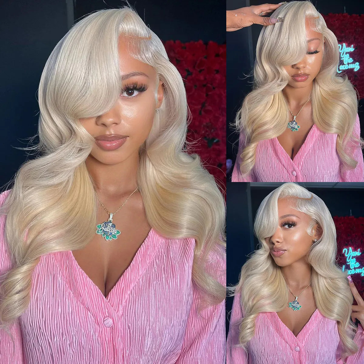 613 Blonde Body Wave Human Hair Lace Front Wigs 180% Density