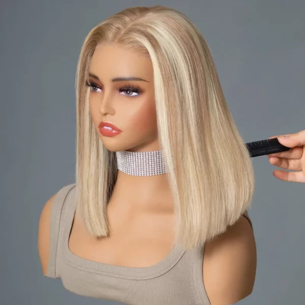 Highlight Blonde P16/613 Straight Bob Wig Human Hair Lace Front Short Wigs