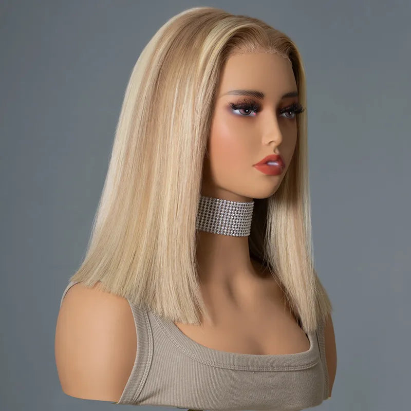 Highlight Blonde P16/613 Straight Bob Wig Human Hair Lace Front Short Wigs