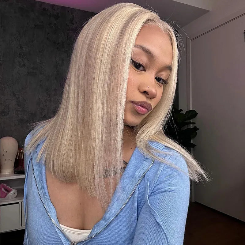 Highlight Blonde P16/613 Straight Bob Wig Human Hair Lace Front Short Wigs